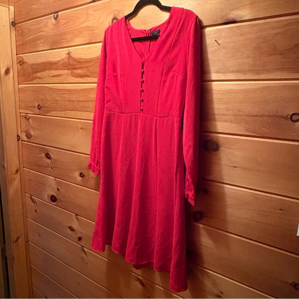 Ann Taylor Red Long Sleeve A-Line Dress NWT